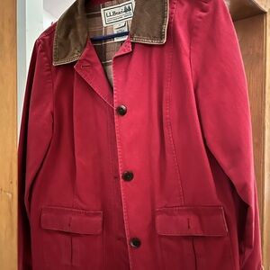 L.L. Bean Red Jacket with Contrasting Collar and Classic Style